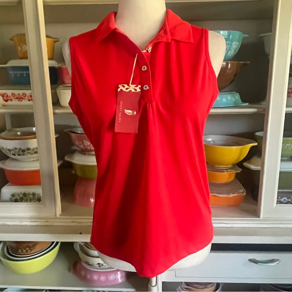 Sport Haley Red Sleeveless Golf Shirt - Size Medium